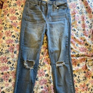 high rise ankle jeans